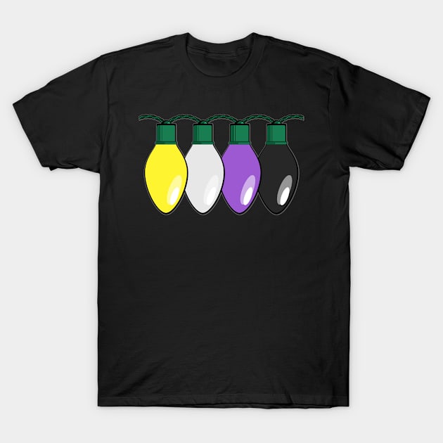 Nonbinary Pride Christmas Lights T-Shirt by wheedesign